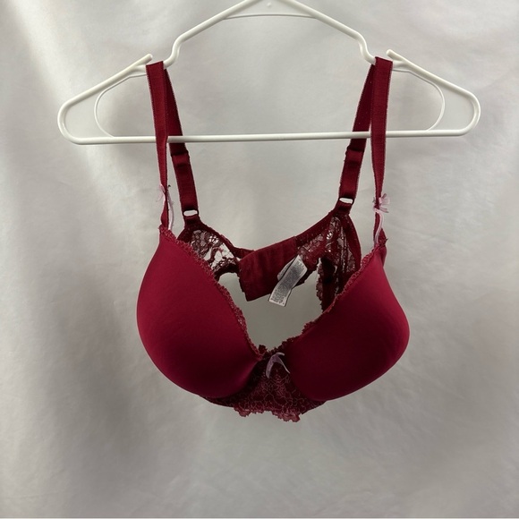 Victoria Secret Women Bra 38DD Red Violet Lace Dream Angels Lined Demi Underwire - Picture 4 of 16